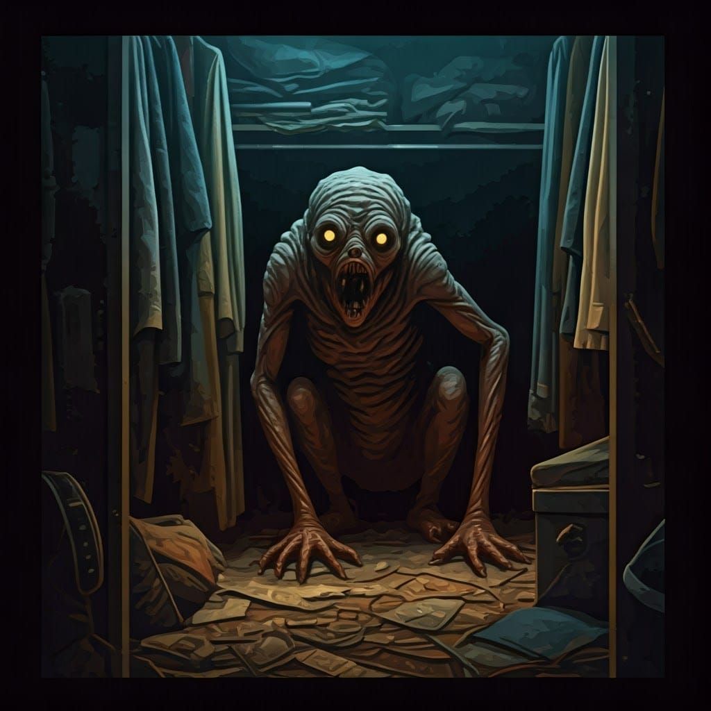 Eerie Closet Horror in Analog Style