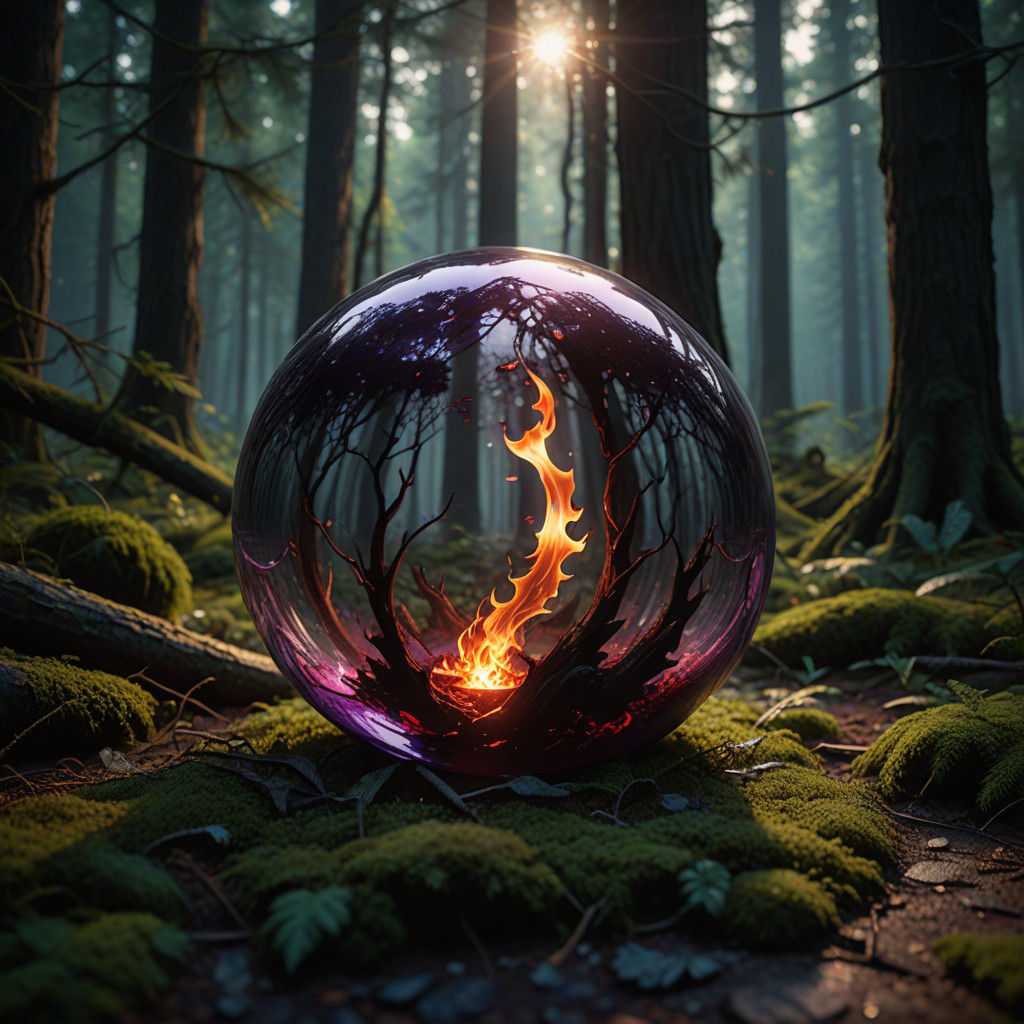 Mystical Glass Orb Radiates Ethereal Glow in a Dark Fantasy....