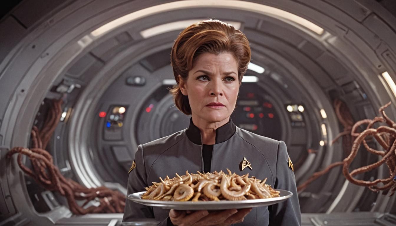 Captain Janeway and Roasted Tube Worms: Cinematic Film Still