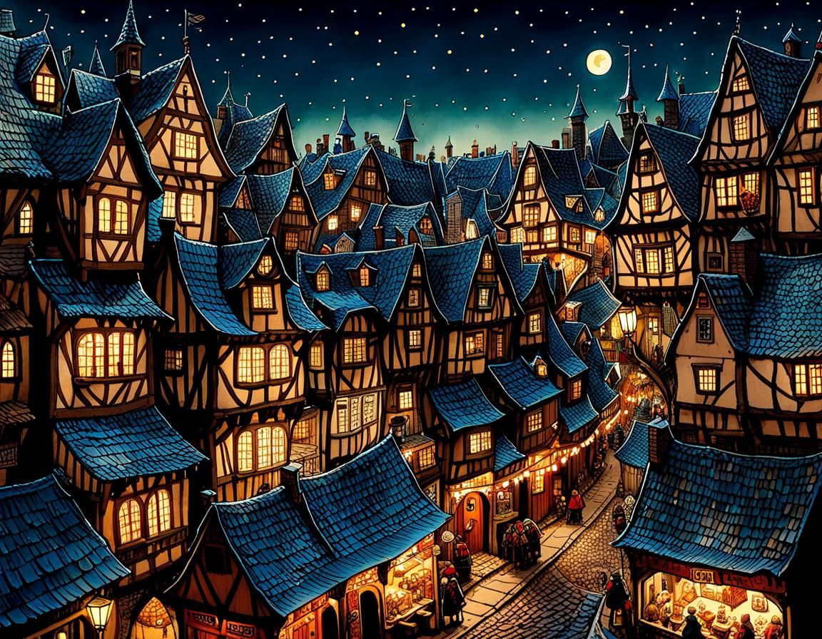 Medieval Folk Festival Illustration in Sketch Style