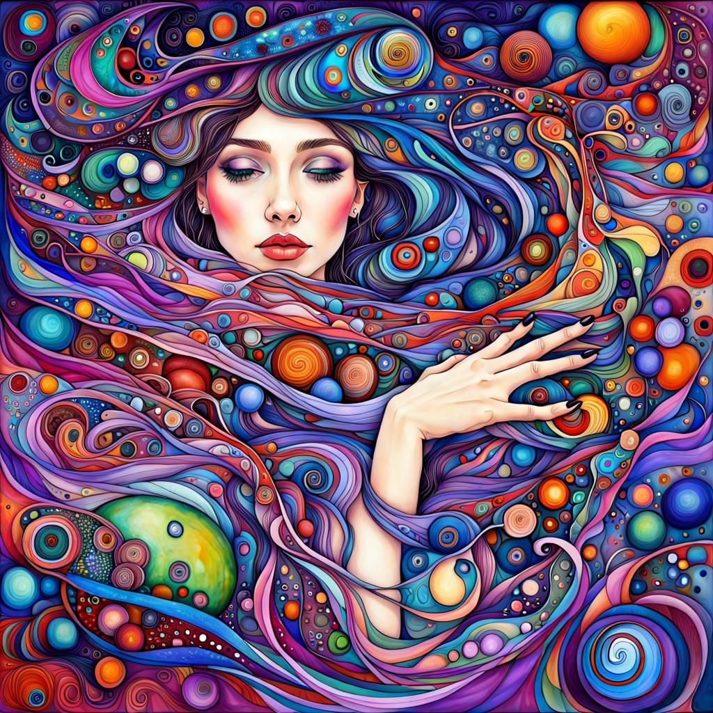 Surreal Dreamscape Search in Alcohol Ink Style