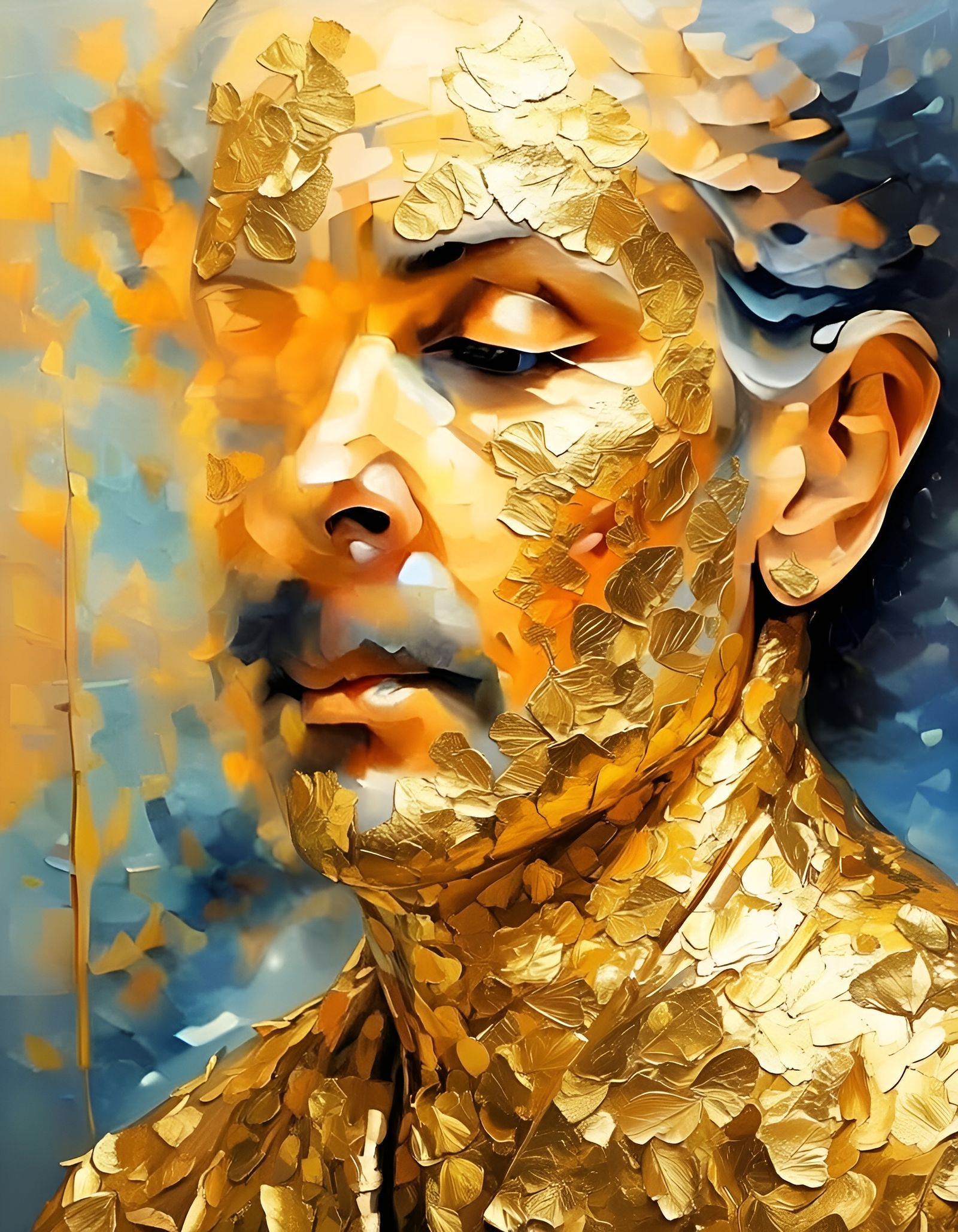 Gustav Klimt Self-Portrait in Golden Ornamental Style