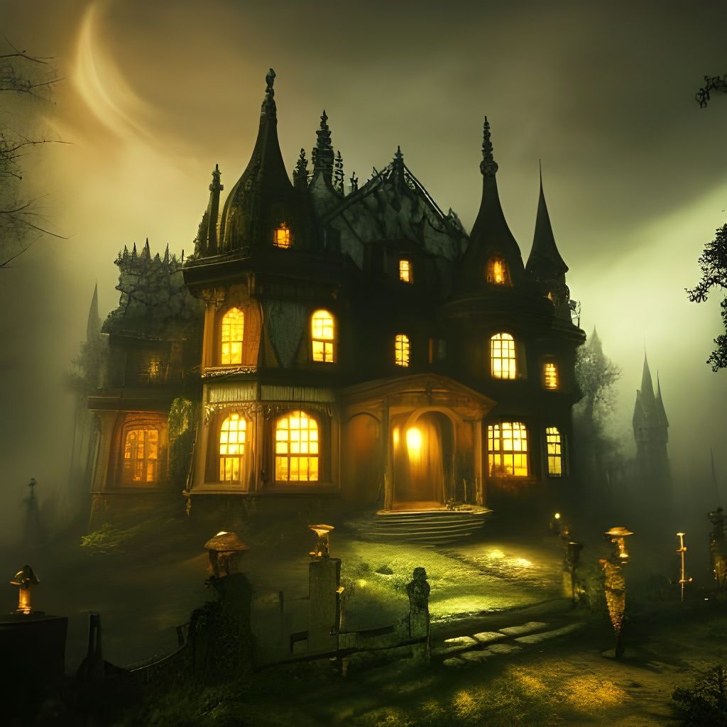 Scary Foggy Manor House in Gothic Style