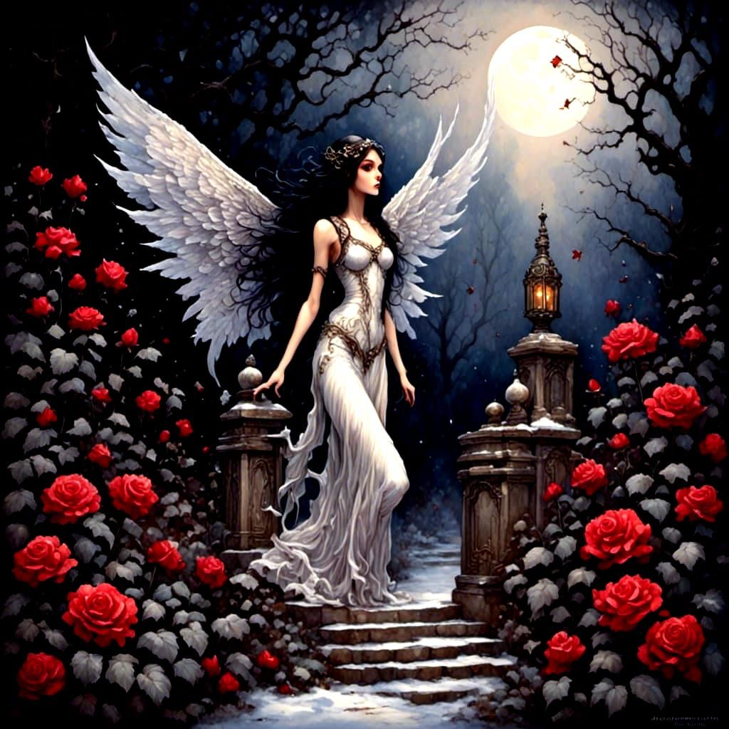 <lora:EnigmaticGarden1:1.0>  <lora:Inhuman:1.0> beautiful go...