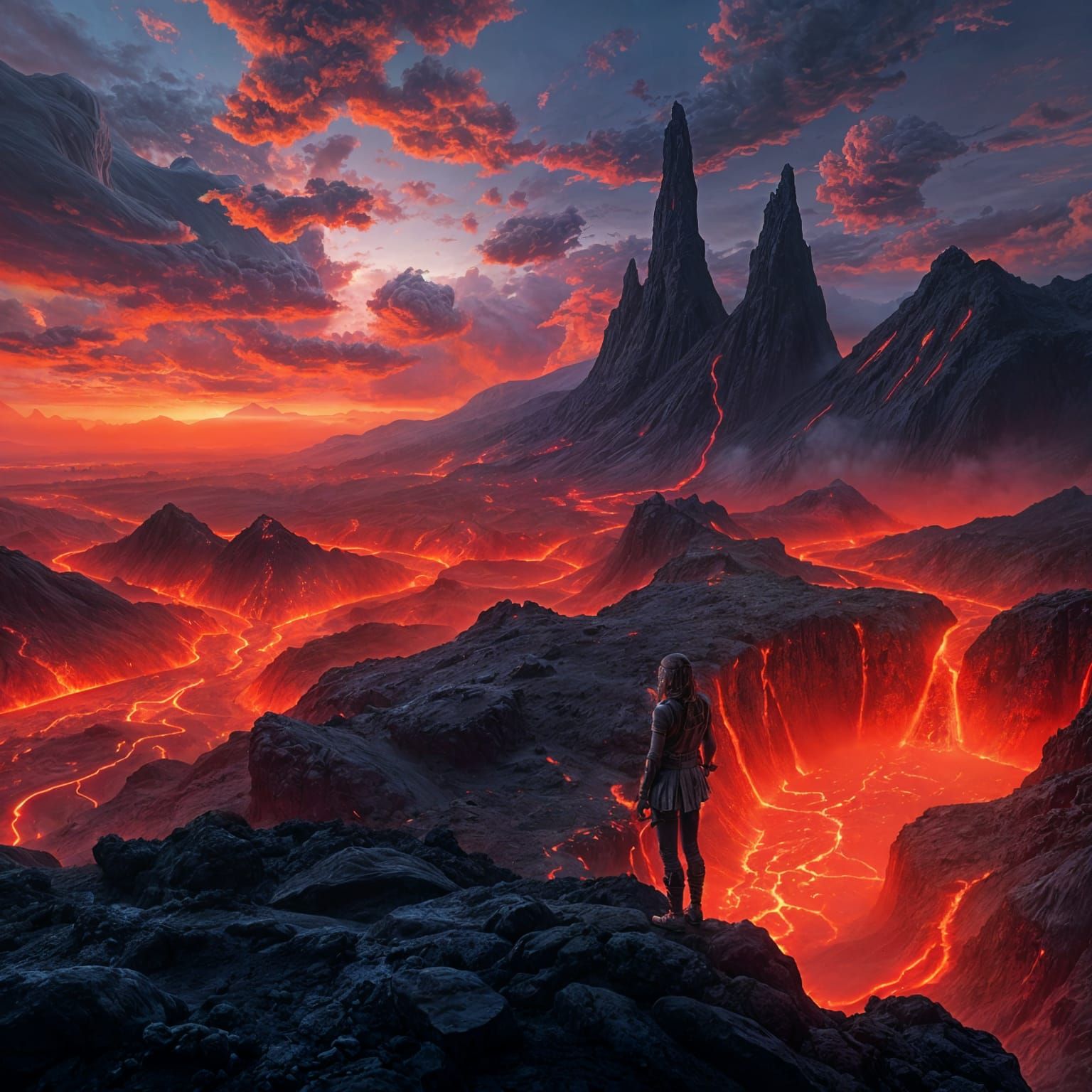 Surreal Volcanic Landscape in Sci-Fi Style