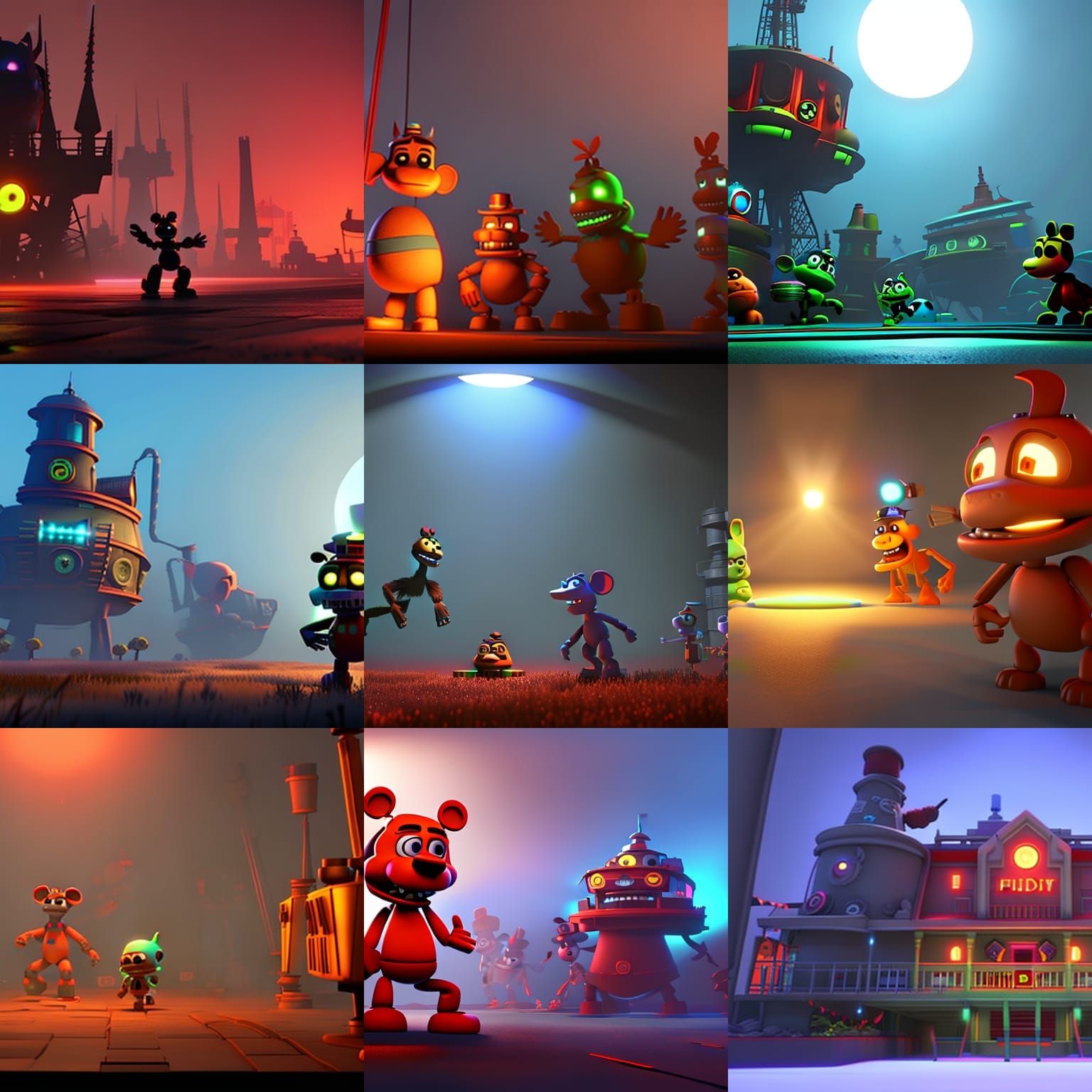 Five Nights at Freddy's Reimagined as Pixar 3D Art
