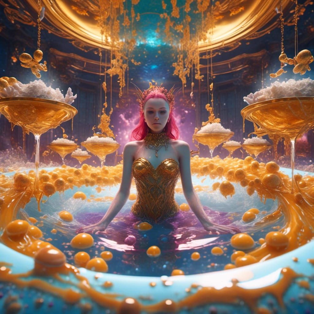 Mermaid Emerges from Soup: Detailed Fantasy Art