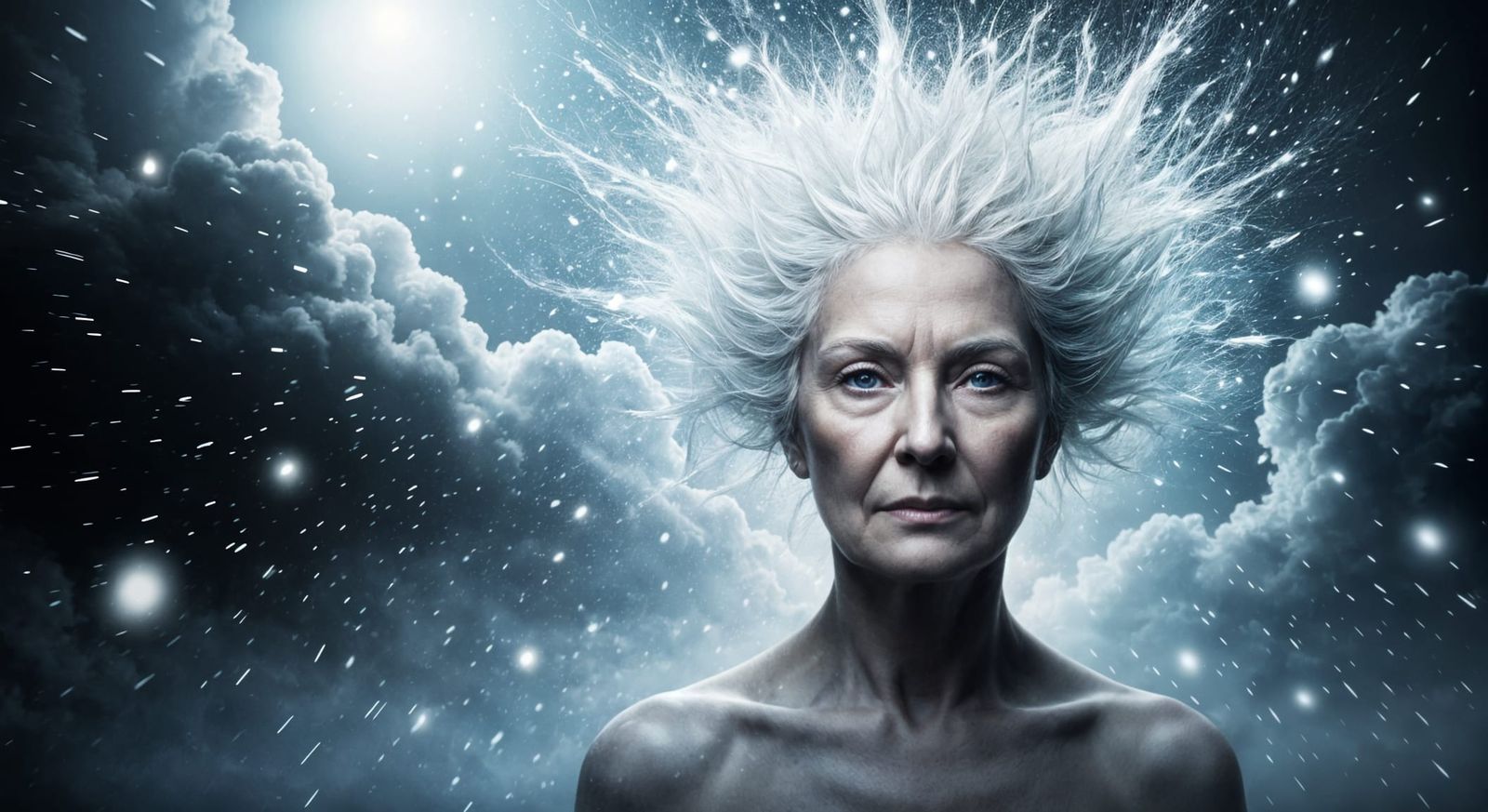 Snowstorm Hairstyle: A Dramatic Double Exposure