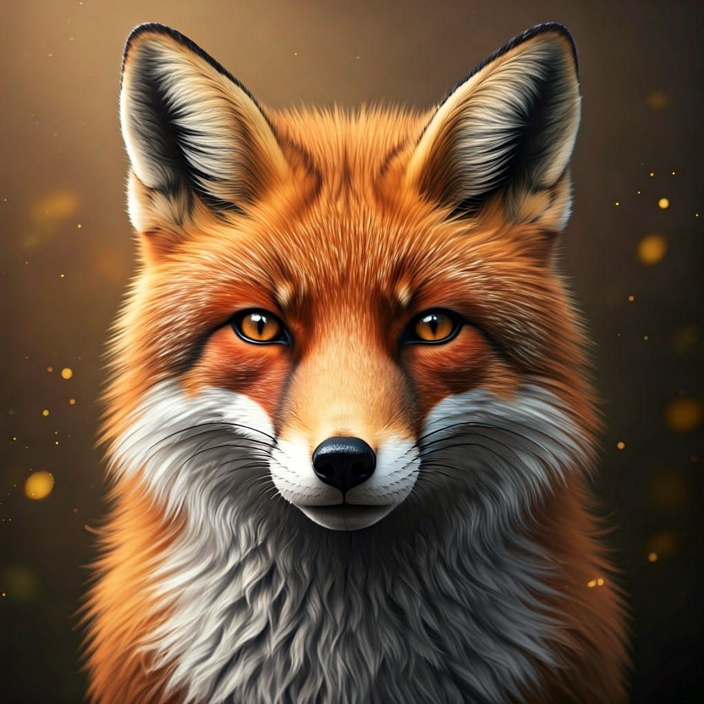 Fox Portrait in Autumnal Light with Floral Double Exposure