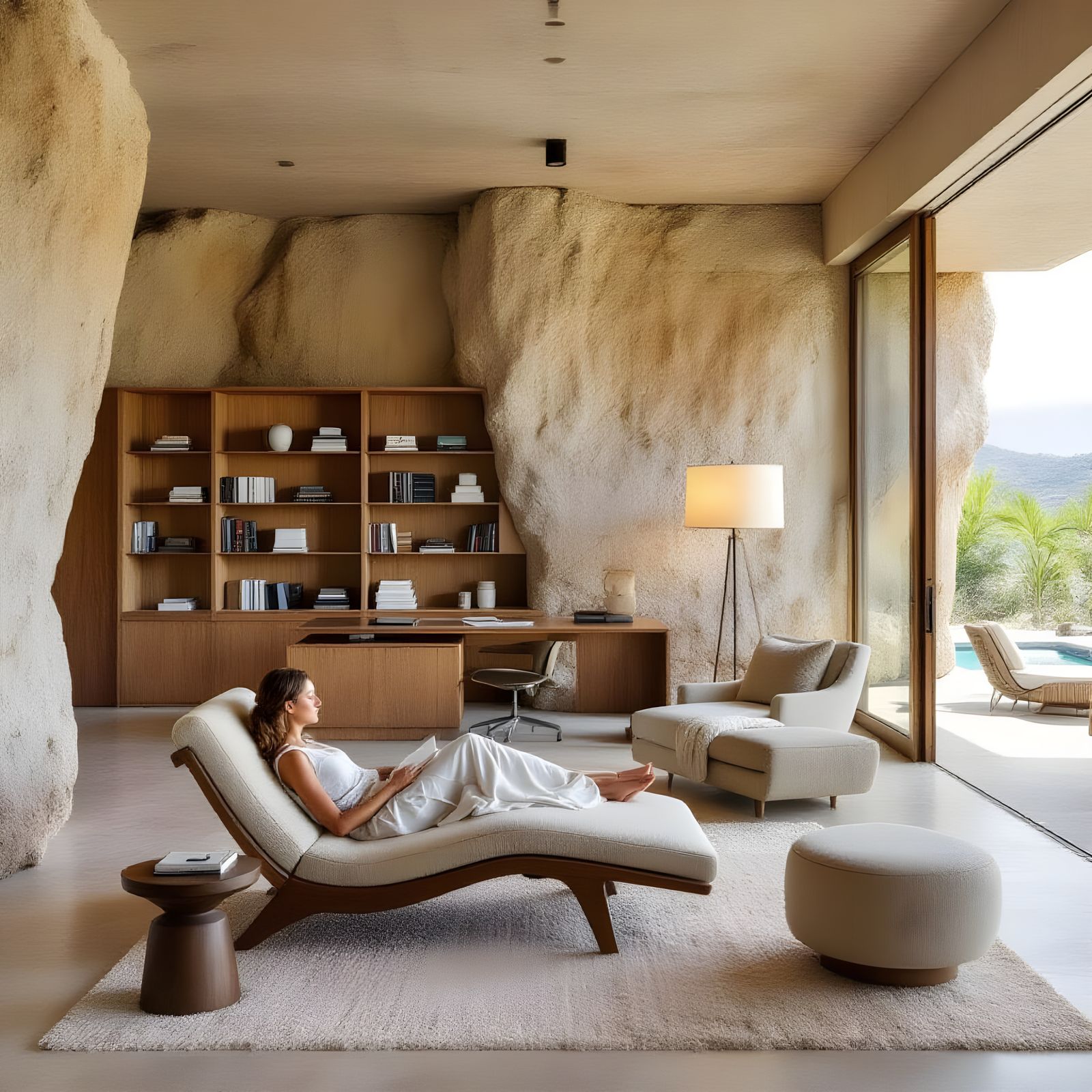 Photorealistic Office with Tropical Patio View