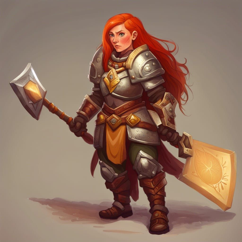Redhaired Female Dwarf Paladin with Beard