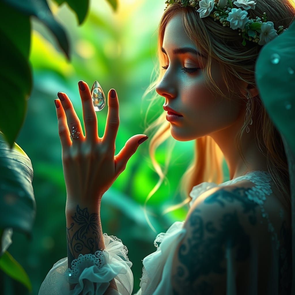 Ethereal Fae Woman in Enchanted Forest