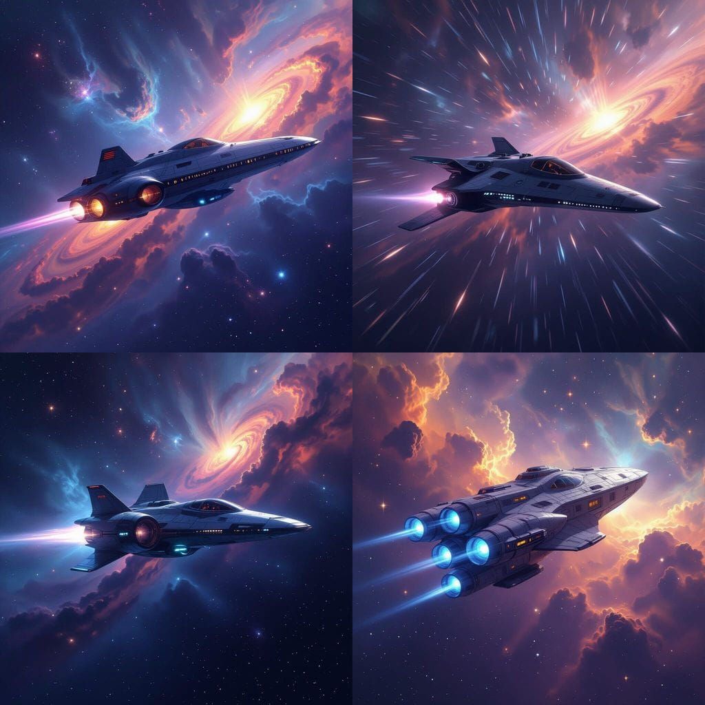 Spaceship Navigates Vast Universe