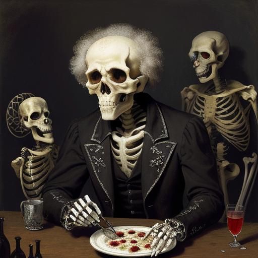 Vampire's Discovery: A Chagall and Rembrandt-Inspired Scene