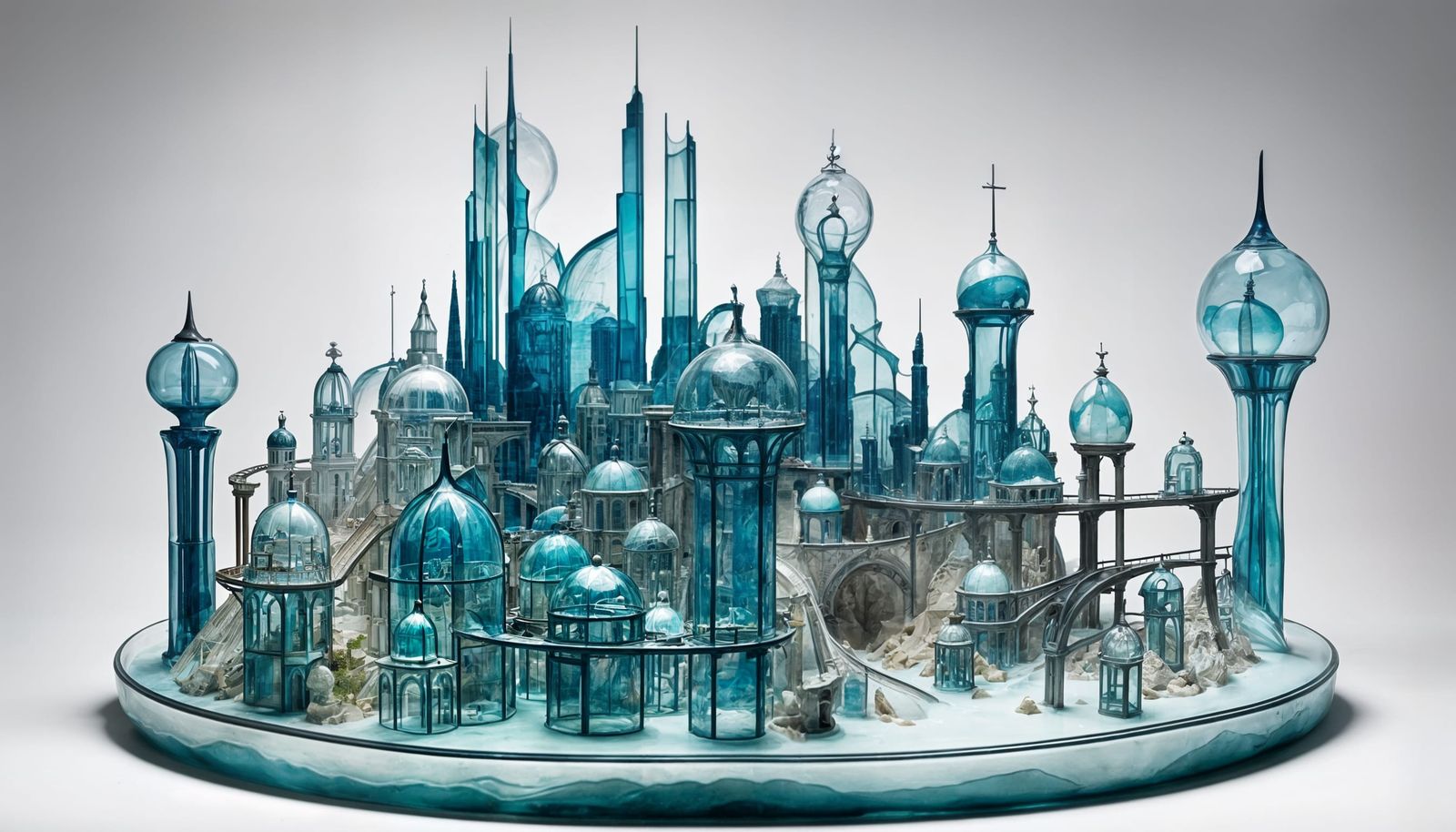 Blown Glass City Diorama