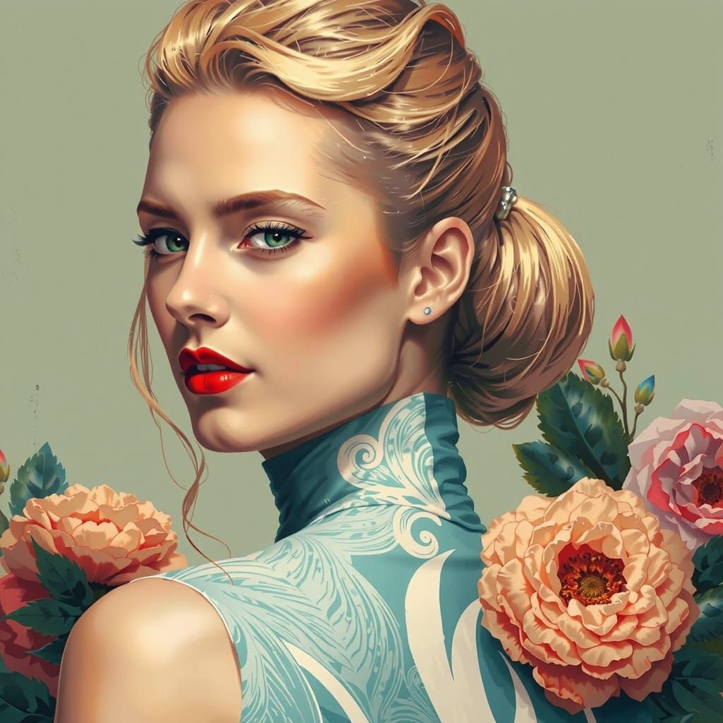 Abstract Portrait of Woman with Platinum Hair