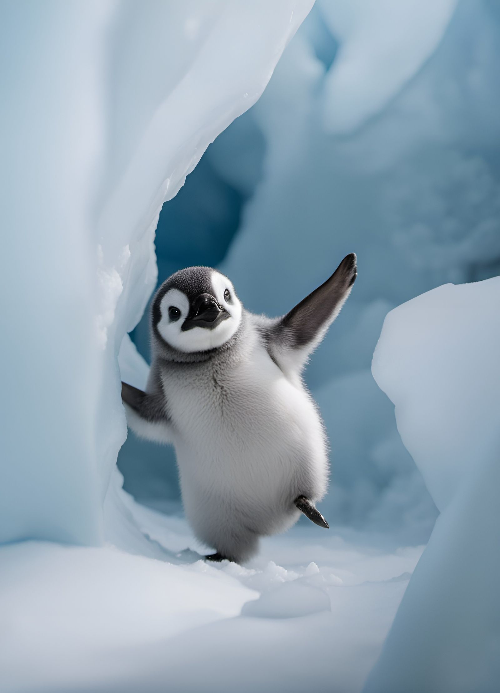 Cute Penguin Dance in Snowy Ice Cave