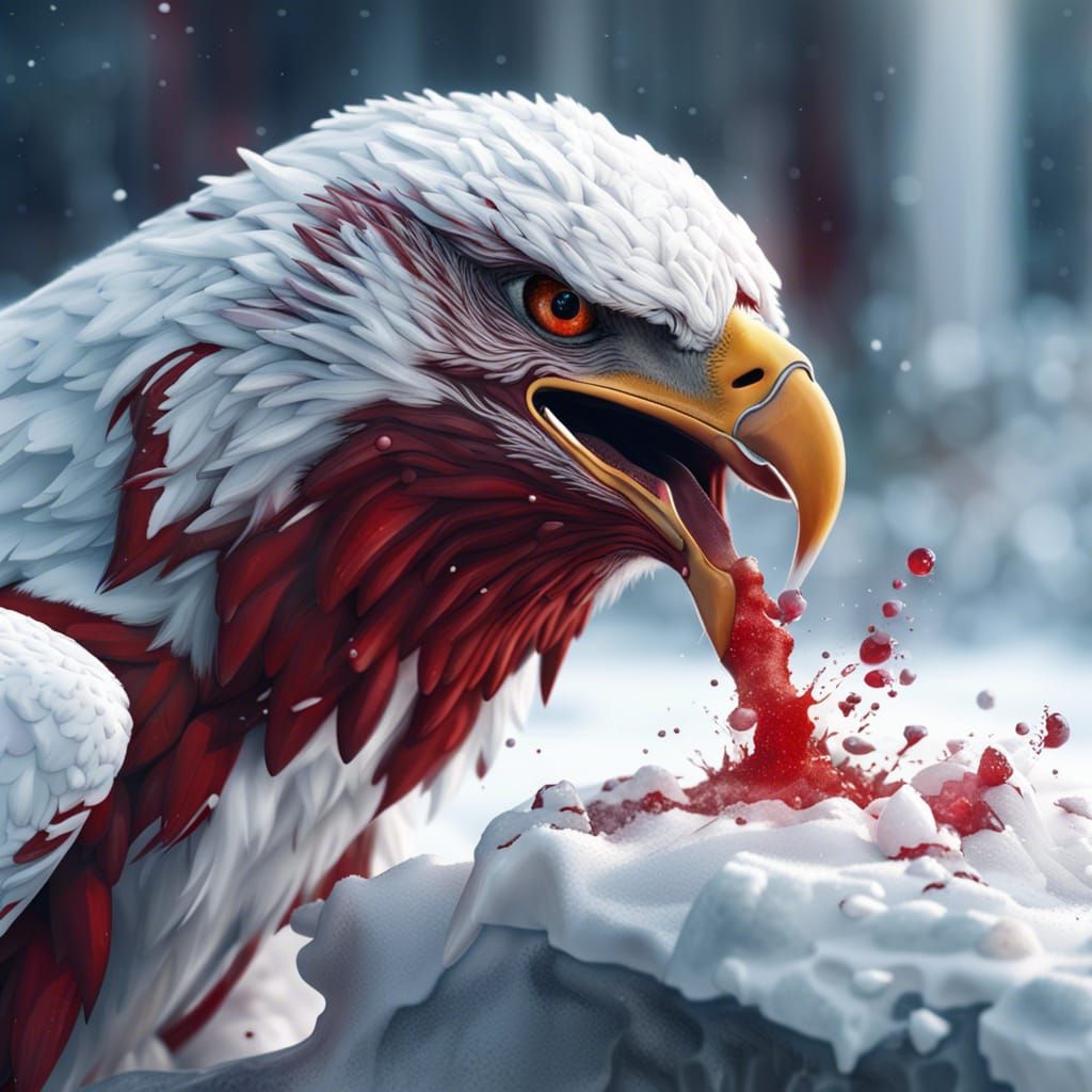 Snow Eagle's Feast: A Detailed Digital Portrait