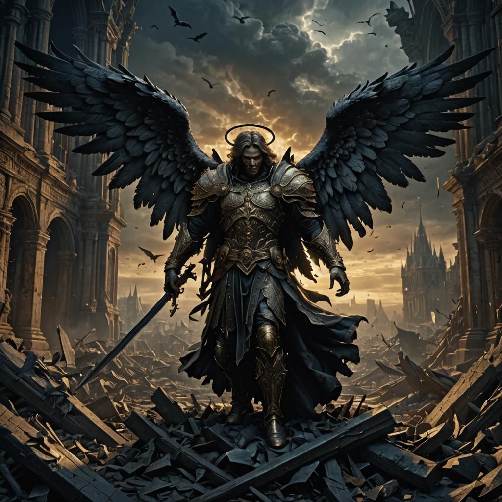 Fallen Angel Horror in Detailed Matte Painting