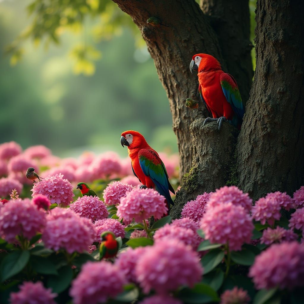 Vibrant Pink Hydrangeas in Cinematic Lighting