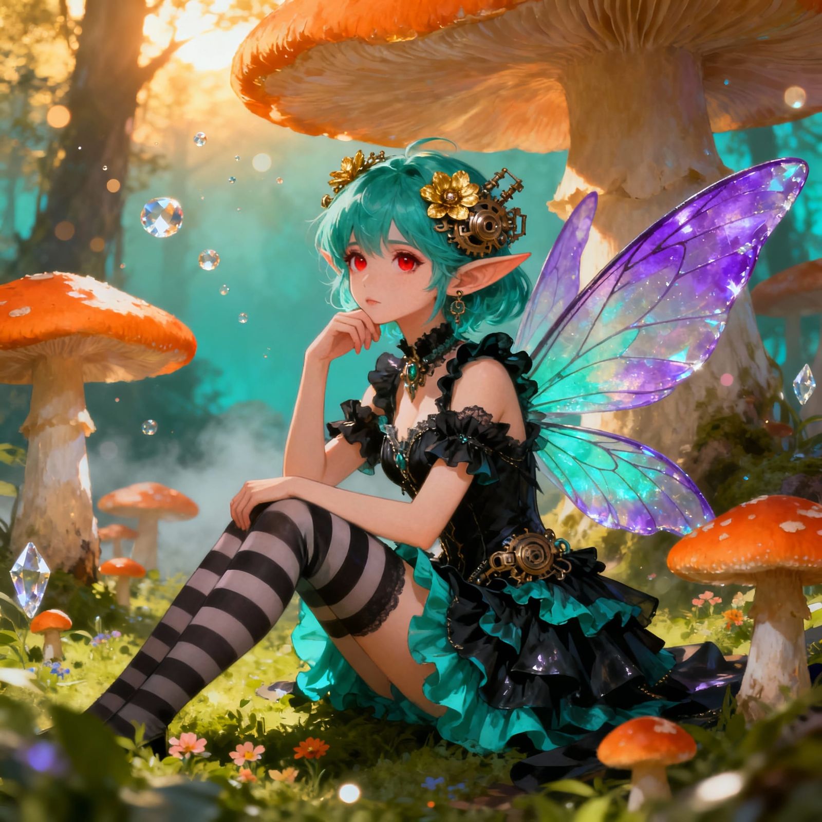 Fairy in Enchanted Mushroom Forest, Hyperrealistic Digital P...