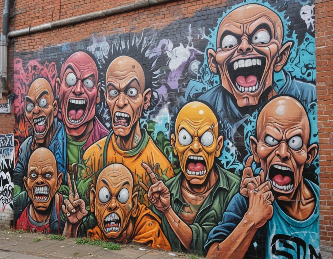 Graffiti Mural of Goons on Urban Wall