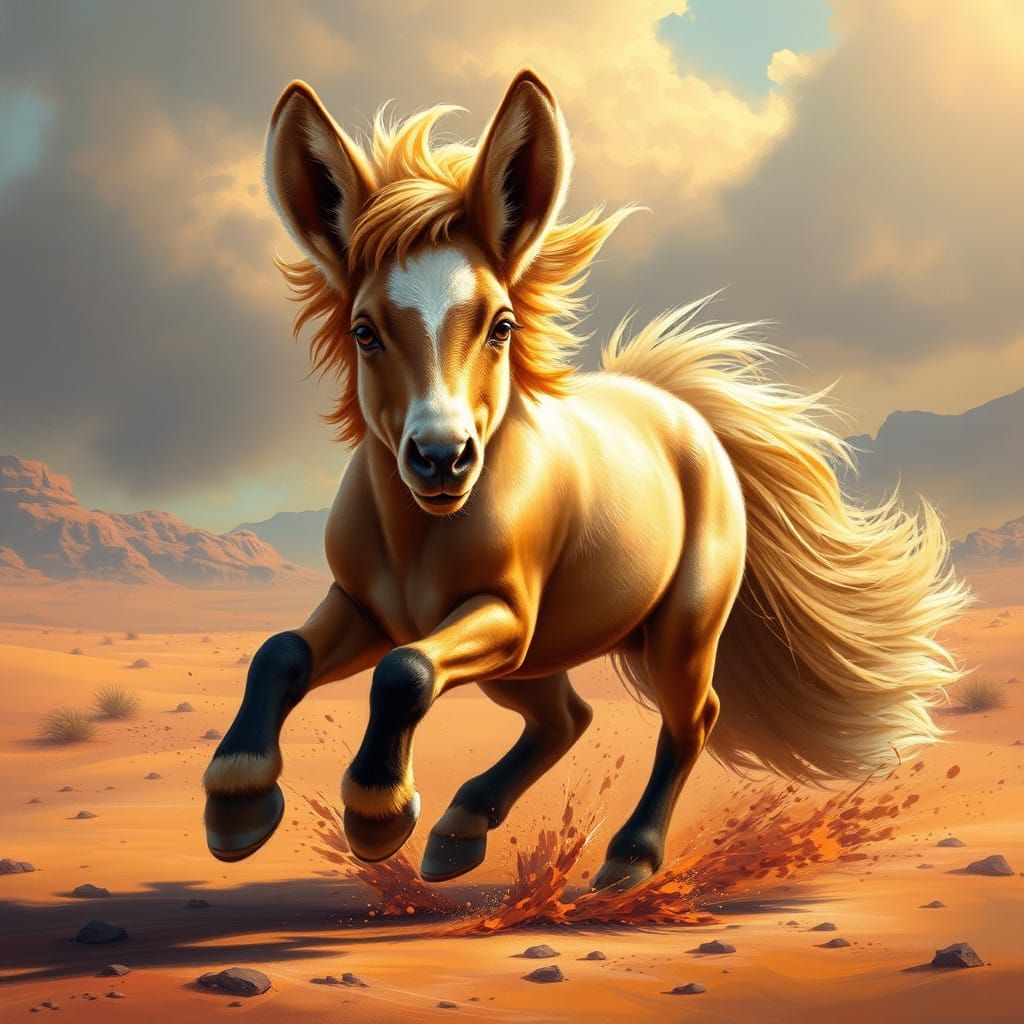 Hyperrealistic Fantasy Creature with Big Ears and Fluffy Tai...