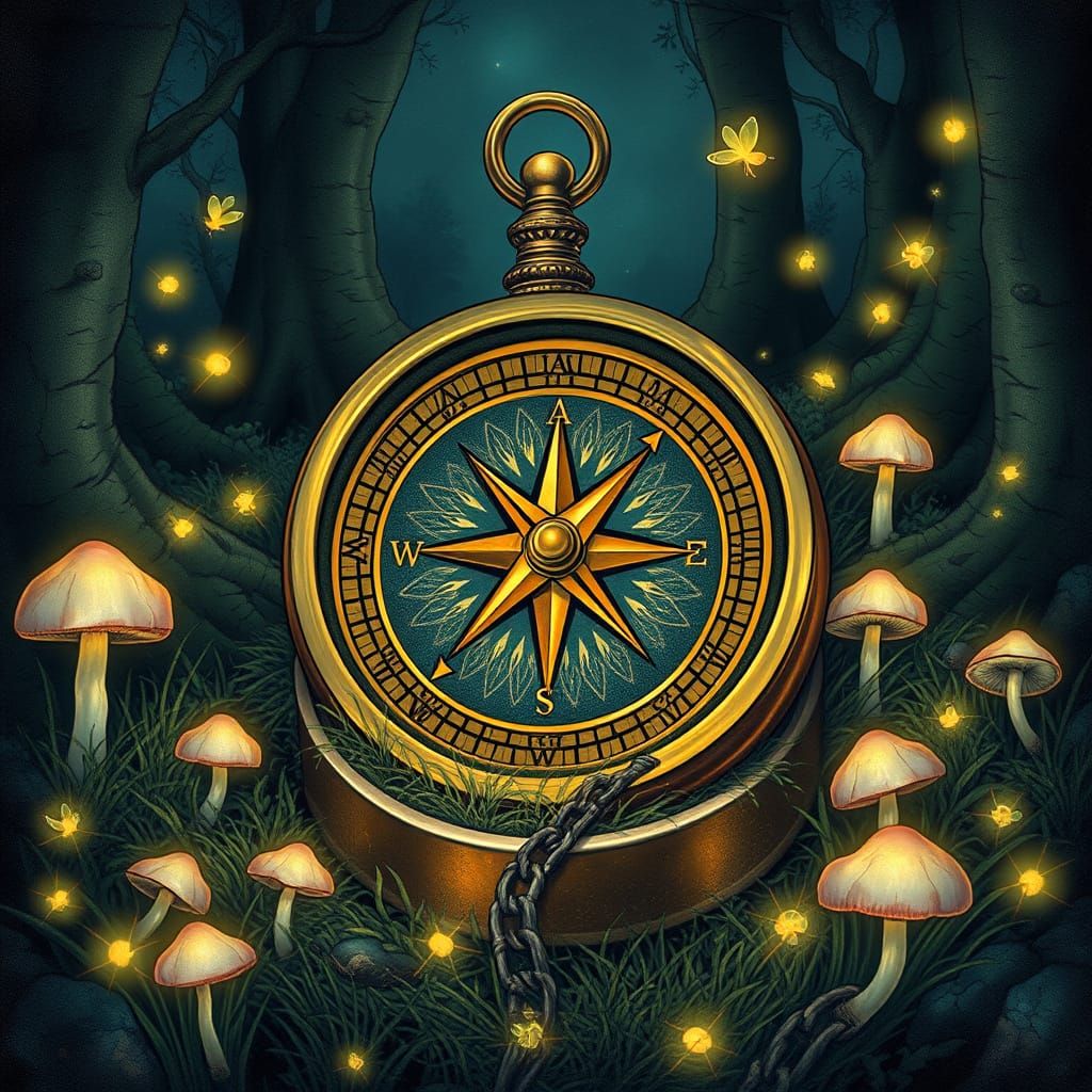 Sentient Compass Points to True Desire in Art Nouveau Style