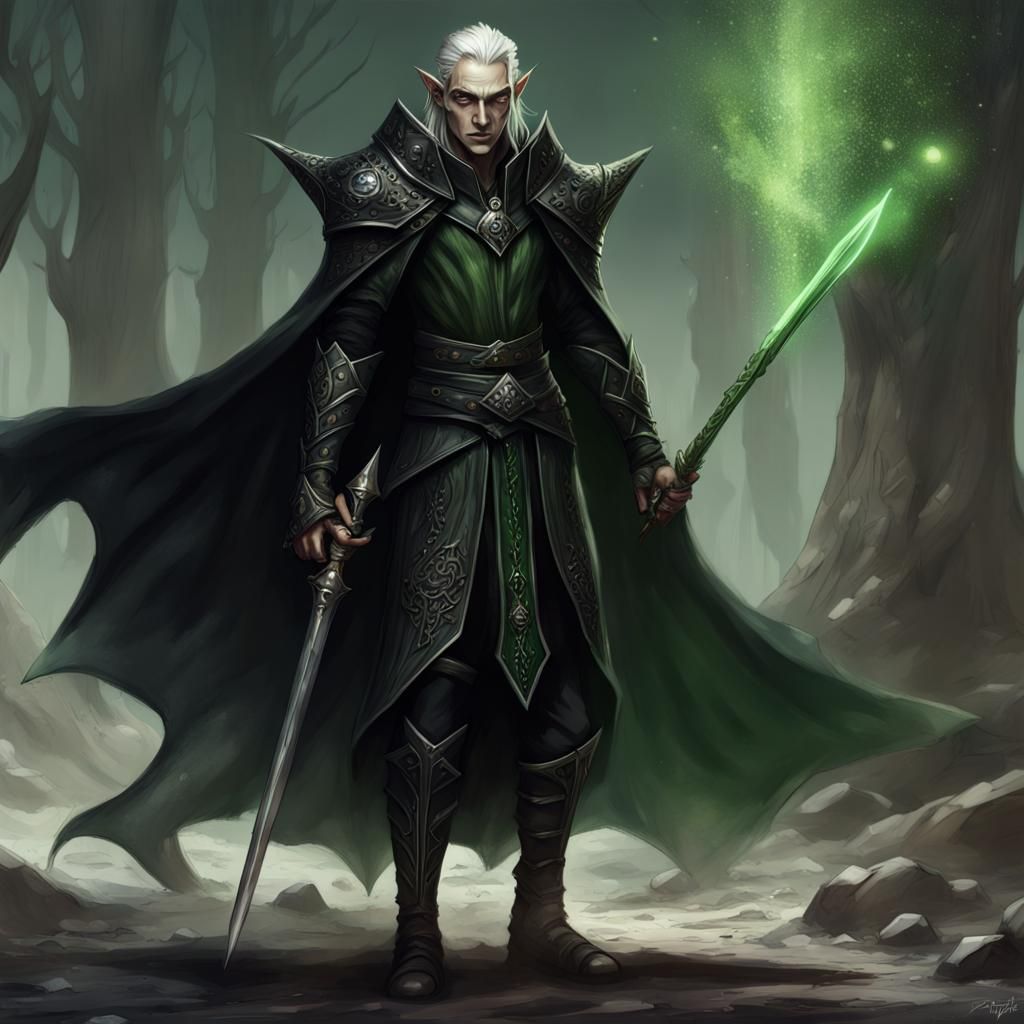High Elf Shadow Sorcerer in Detailed Matte Painting
