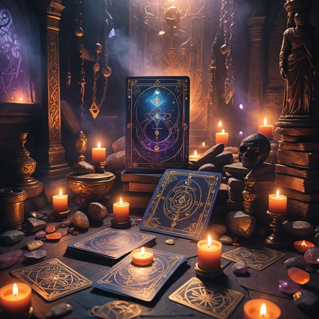 Mystic Tarot Reader in Dreamlike Fantasy Art