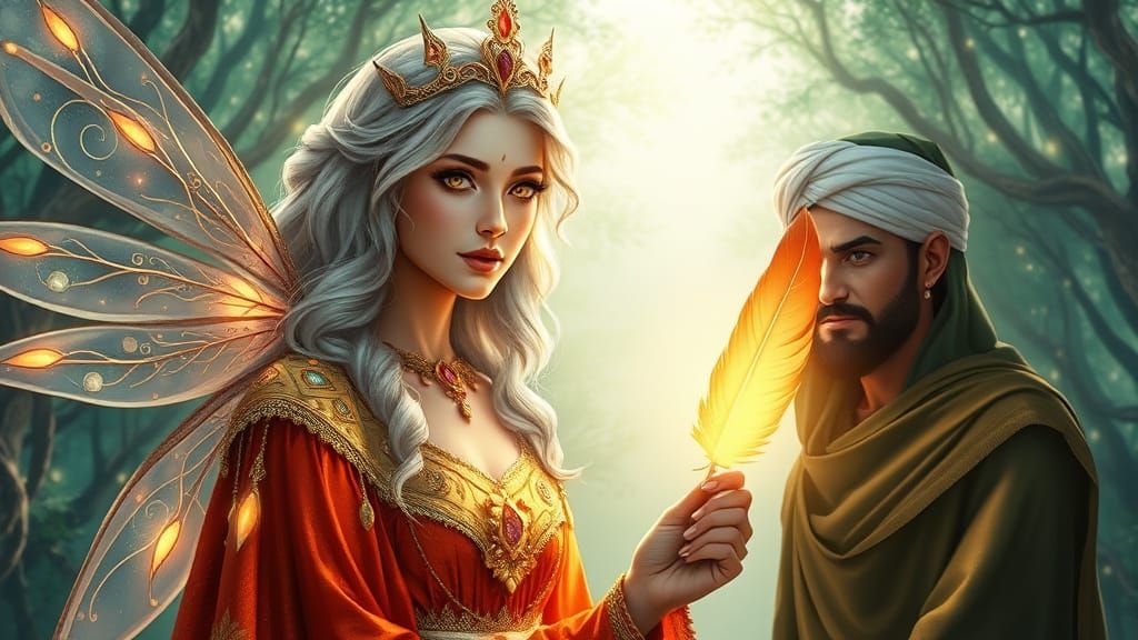 Ancient Fairy Queen in Ethereal Landscape