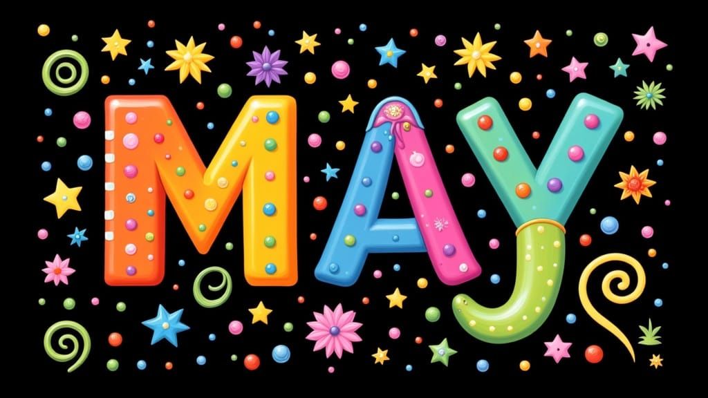 Vibrant Poster with Whimsical Letters in Funky Seventies Sty...