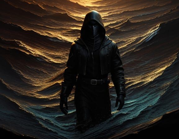 Oil Painting of Figure in Swirling Light