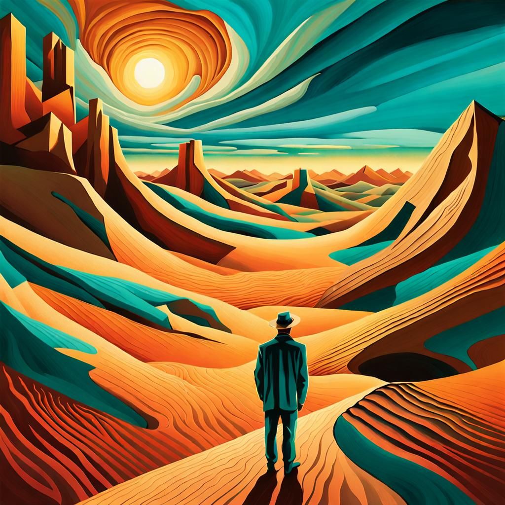 Surreal Desert Figure in Expressionist Style