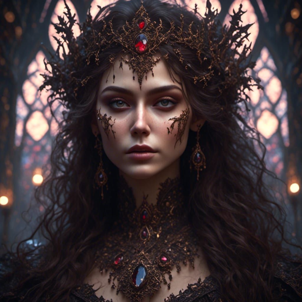 Beautiful Vampire Portrait in Art Nouveau Style