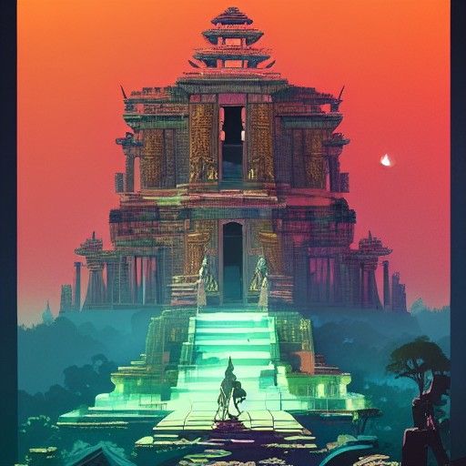Magnificent Temple of the Gods: Hyperdetailed Photography