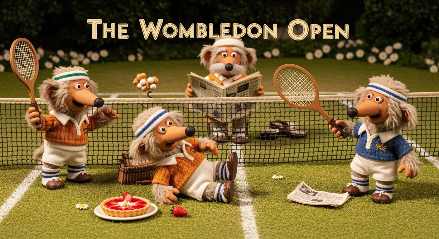 The Wombles Play Tennis: A 1970s Stop-Motion Scene