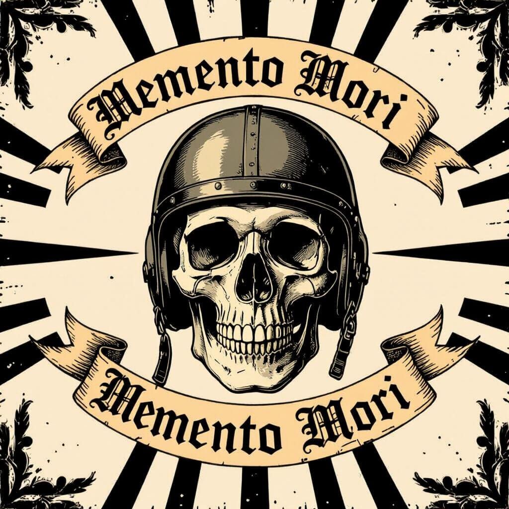 Skull in Aviator Helmet: Memento Mori, Etching Style