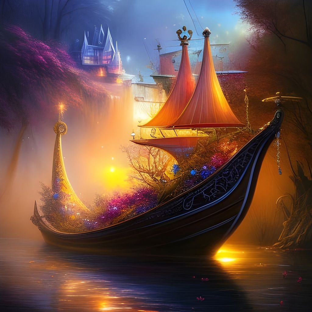 Enchanted Fairy Pirate Ship, Detailed Matte Painting