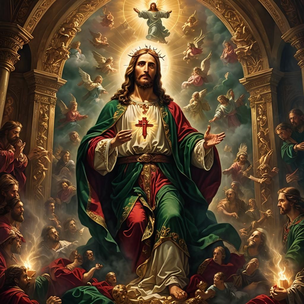 Jesus Christ in Mystical Heart, Catholic Baroque Style