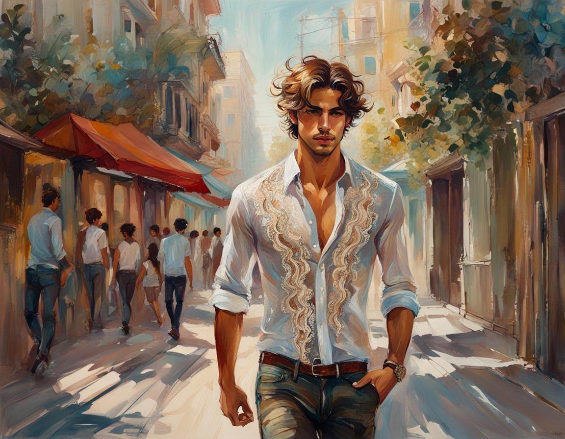 Sensual Bohemian Youth in Whimsical Art