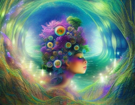 Newborn's First Breath in a Jungle, Elegant Art Style