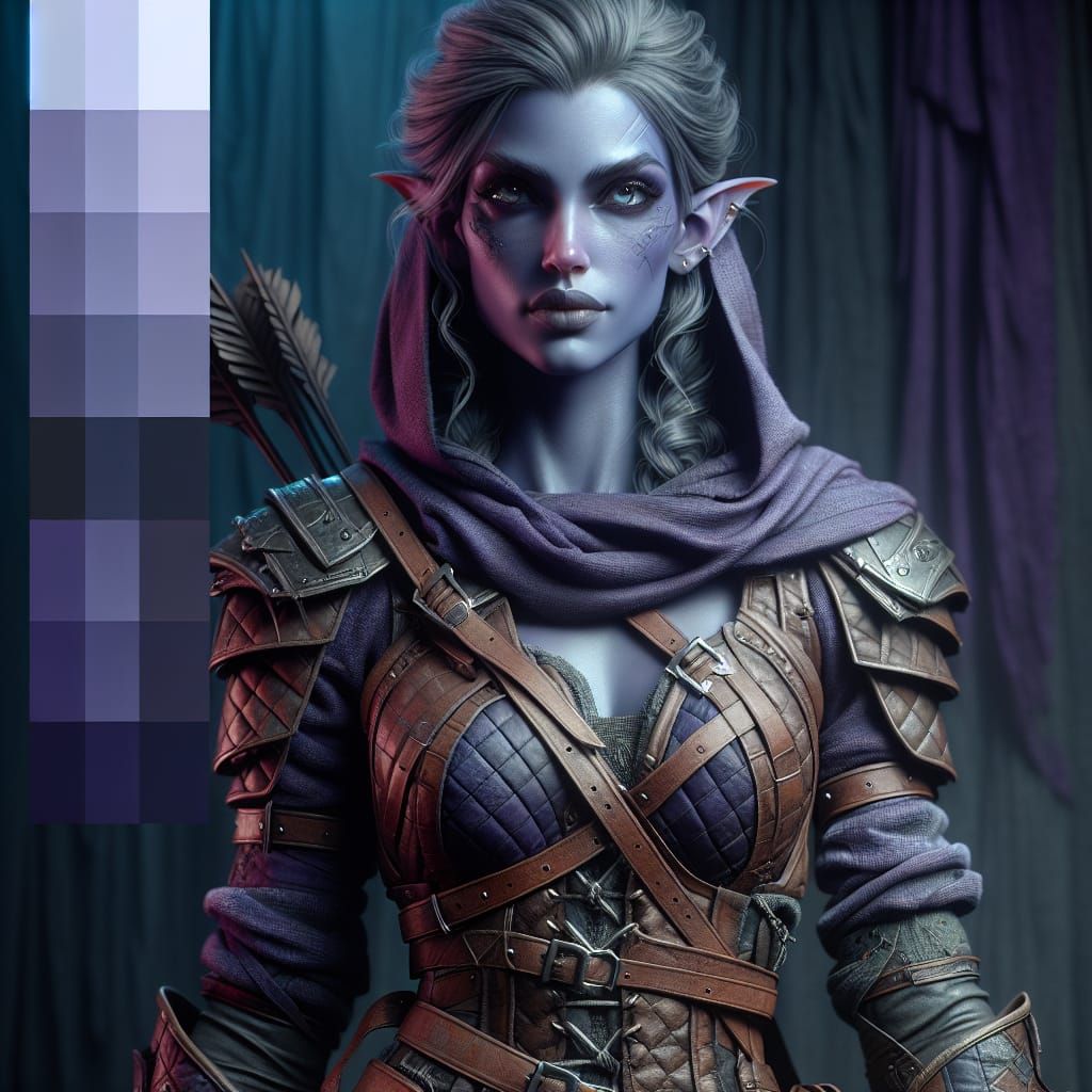 Drow Rogue in Patchwork Armor: Matte Painting