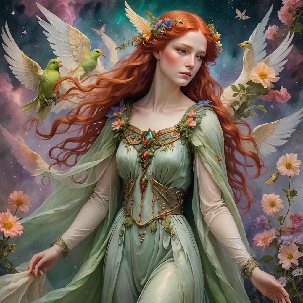 Fantasy Portrait with Wings in Renaissance Style