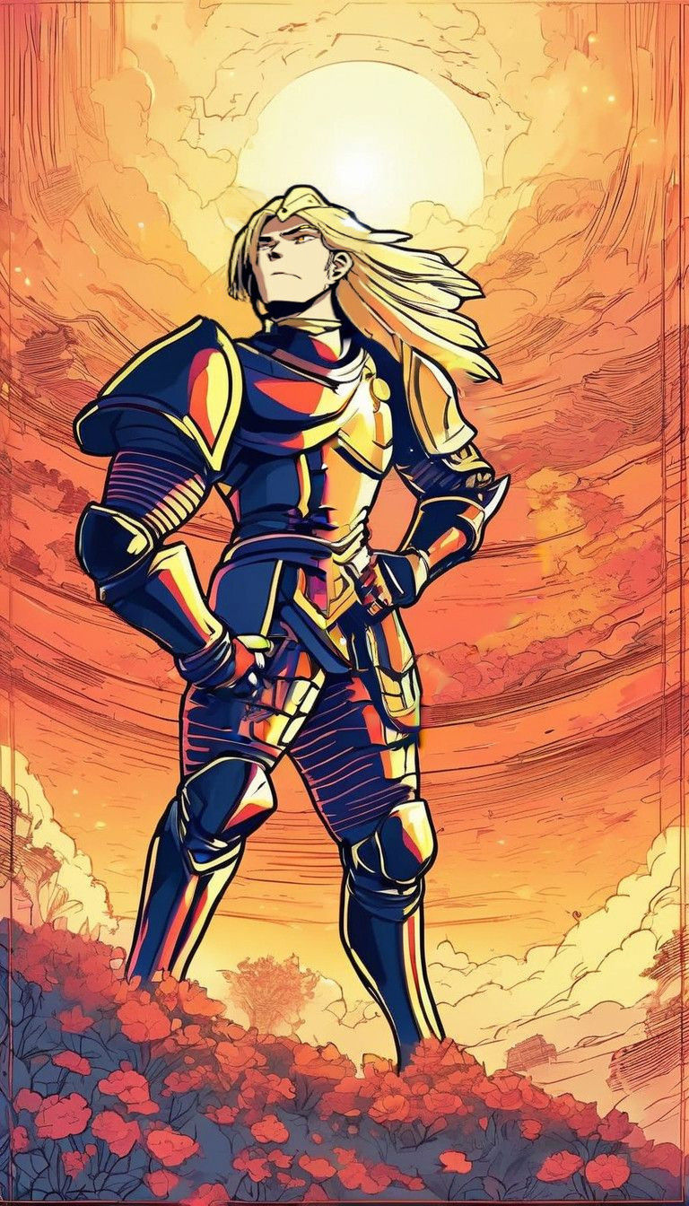 Heroic Knight in Sunset Glory