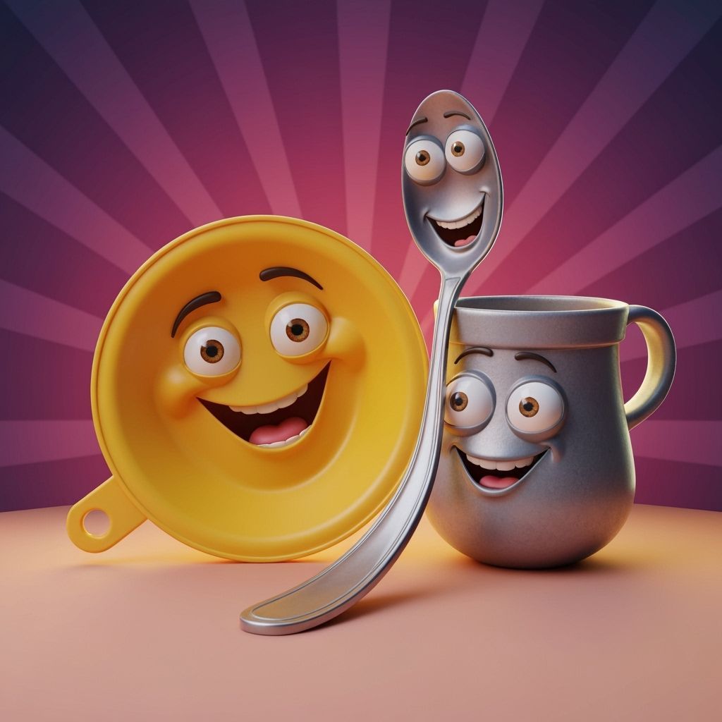 Funny Anthropomorphic Objects in Pixar Style 3D Art