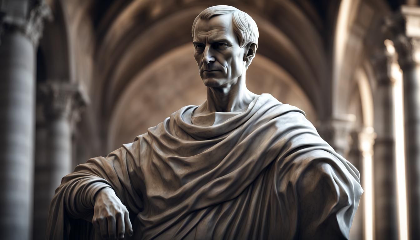 Machiavelli Marble Statue Portrait in Medieval Castle