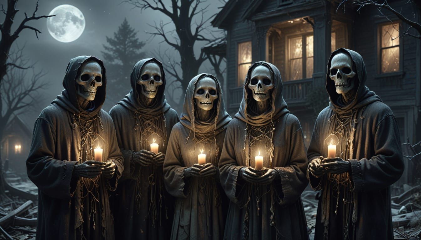 Gothic Horror Undead Carolers Sing in Eerie Moonlight