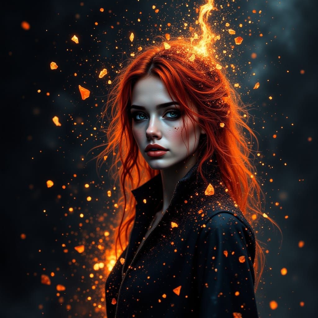 Ember Crystal Woman: A Surreal Portrait