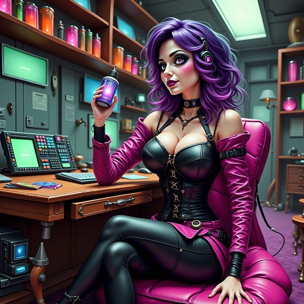 Mysterious Fiend's Desk Drawer in Neon Bioflux Style